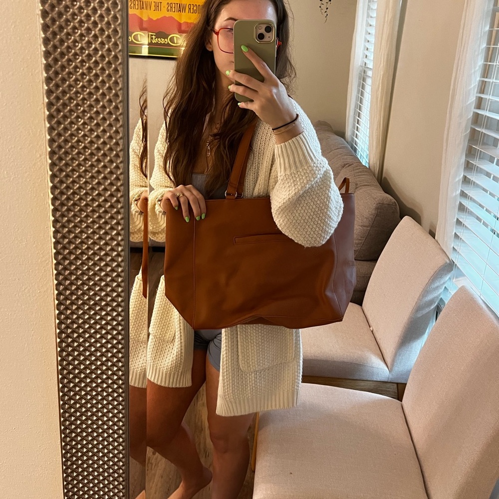 Tan Leather Laptop Tote